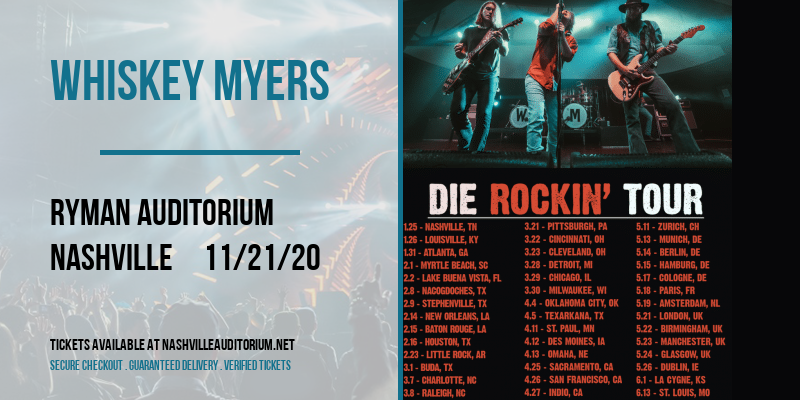 Whiskey Myers at Ryman Auditorium tickets Whiskey Myers at Ryman Auditorium