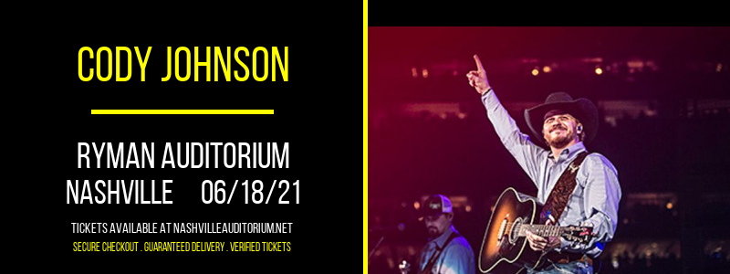 Cody Johnson at Ryman Auditorium tickets Cody Johnson at Ryman Auditorium