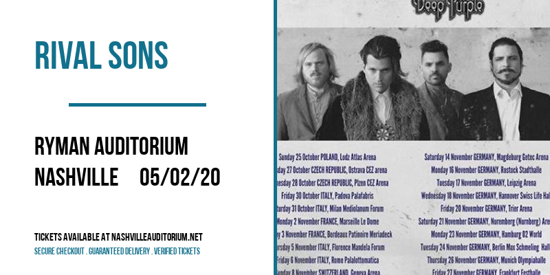 Rival Sons at Ryman Auditorium tickets Rival Sons at Ryman Auditorium
