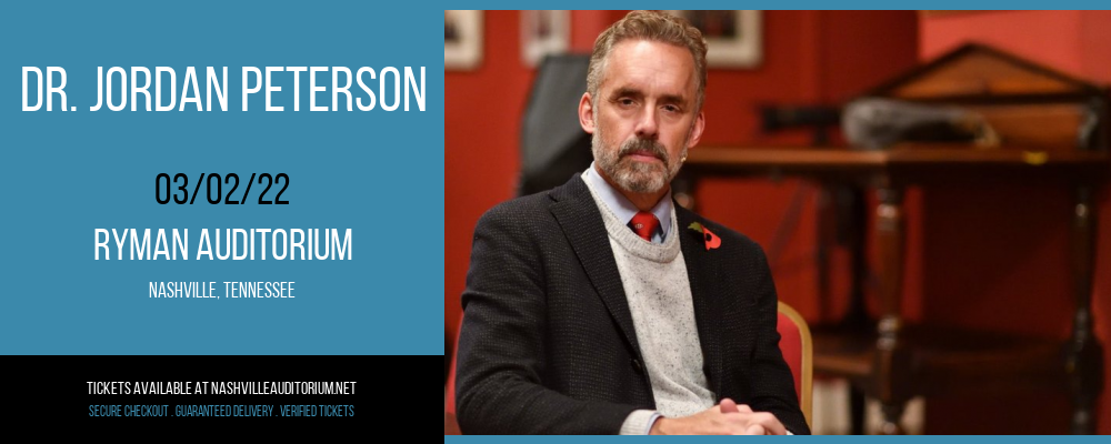 Dr. Jordan Peterson at Ryman Auditorium tickets Dr. Jordan Peterson at Ryman Auditorium
