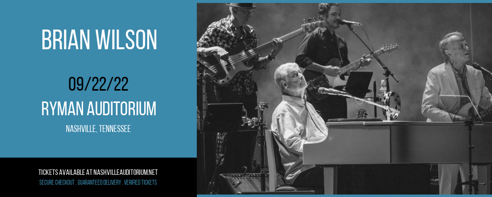 Brian Wilson at Ryman Auditorium tickets Brian Wilson at Ryman Auditorium