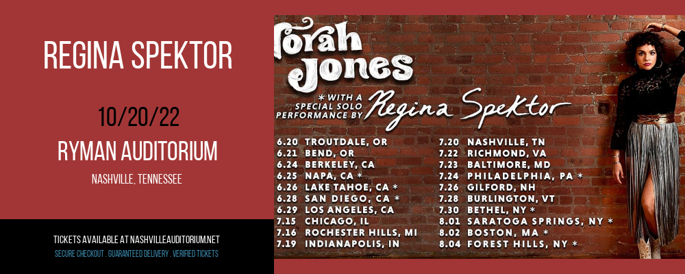 Regina Spektor at Ryman Auditorium tickets Regina Spektor at Ryman Auditorium