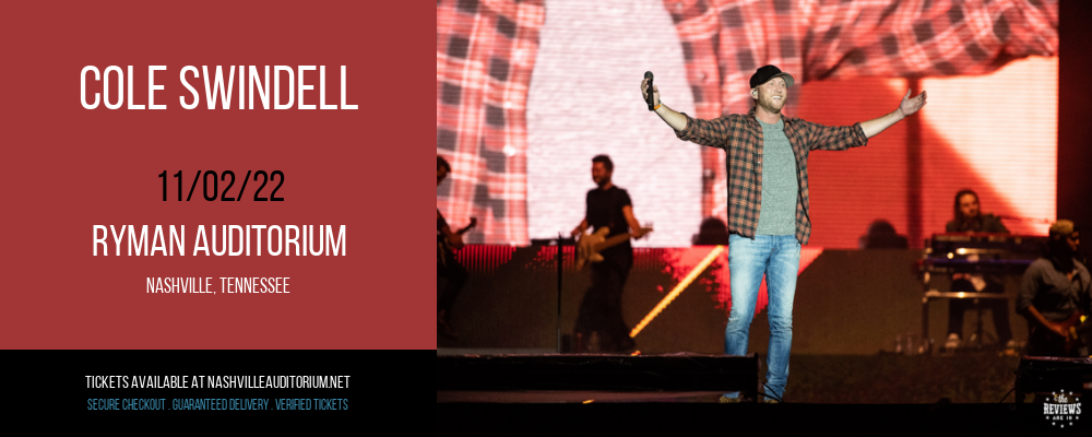 Cole Swindell at Ryman Auditorium tickets Cole Swindell at Ryman Auditorium
