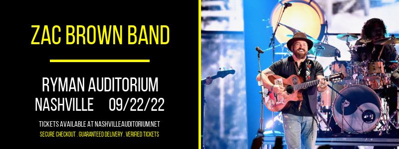 Zac Brown Band at Ryman Auditorium tickets Zac Brown Band at Ryman Auditorium