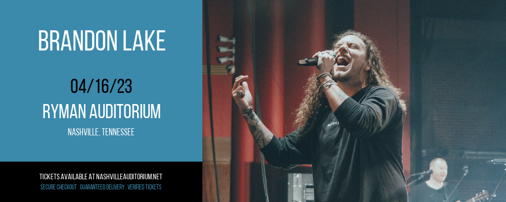 Brandon Lake at Ryman Auditorium tickets Brandon Lake at Ryman Auditorium