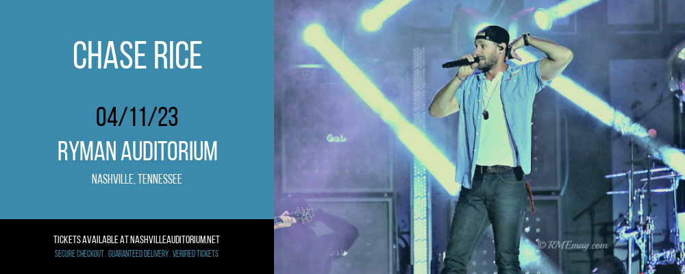 Chase Rice at Ryman Auditorium tickets Chase Rice at Ryman Auditorium