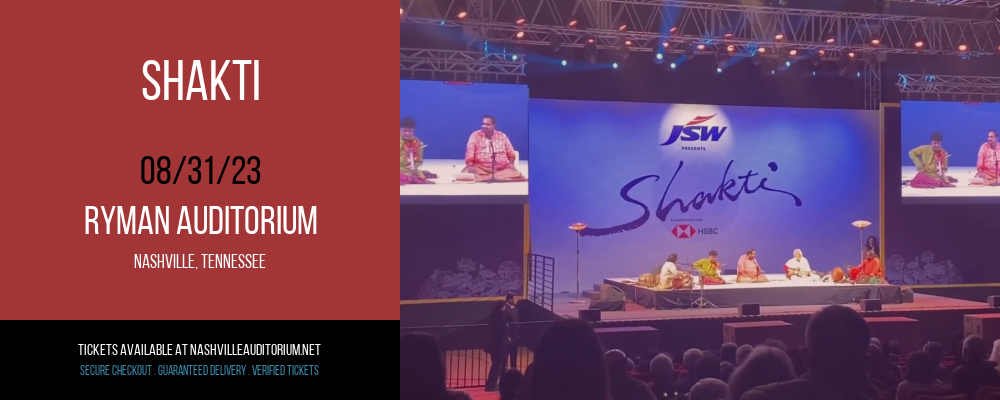Shakti at Ryman Auditorium tickets Shakti at Ryman Auditorium