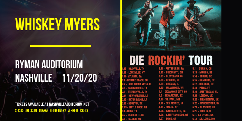 Whiskey Myers at Ryman Auditorium tickets Whiskey Myers at Ryman Auditorium