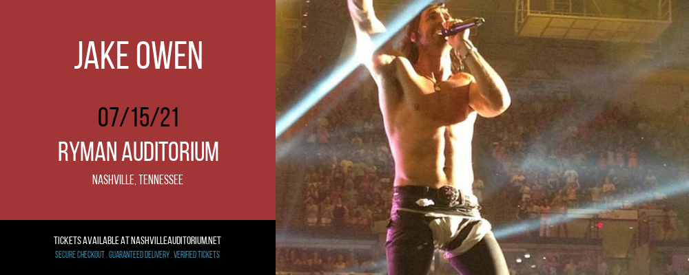 Jake Owen at Ryman Auditorium tickets Jake Owen at Ryman Auditorium