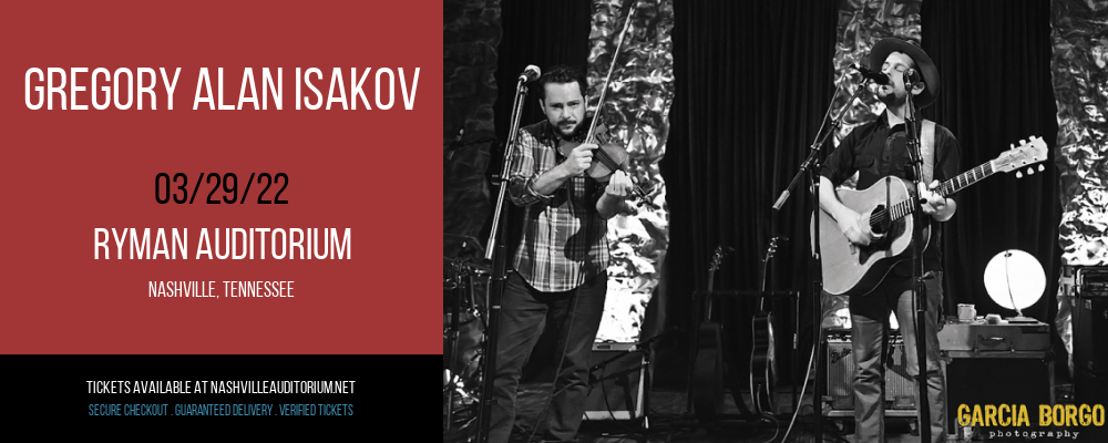 Gregory Alan Isakov at Ryman Auditorium tickets Gregory Alan Isakov at Ryman Auditorium