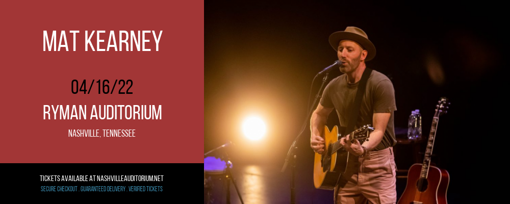 Mat Kearney at Ryman Auditorium tickets Mat Kearney at Ryman Auditorium
