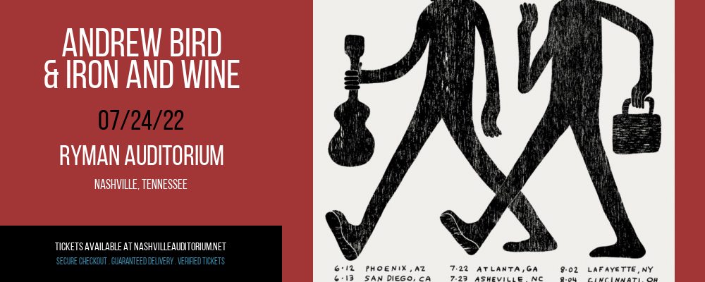 Andrew Bird & Iron and Wine at Ryman Auditorium tickets Andrew Bird & Iron and Wine at Ryman Auditorium