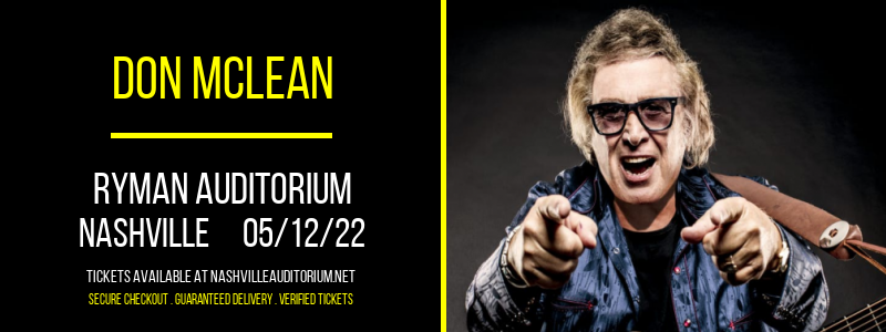 Don McLean at Ryman Auditorium tickets Don McLean at Ryman Auditorium