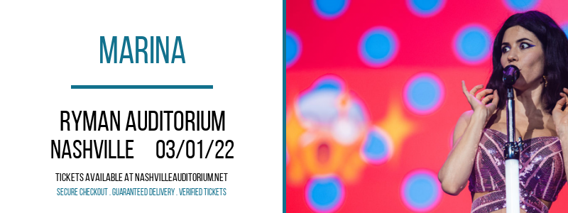 Marina at Ryman Auditorium tickets Marina at Ryman Auditorium