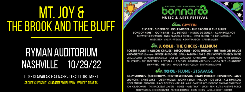 Mt. Joy & The Brook and The Bluff at Ryman Auditorium tickets Mt. Joy & The Brook and The Bluff at Ryman Auditorium