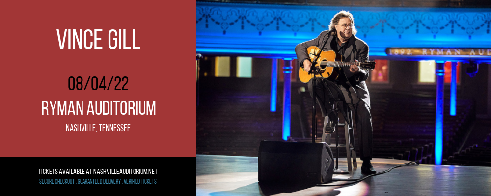 Vince Gill at Ryman Auditorium tickets Vince Gill at Ryman Auditorium