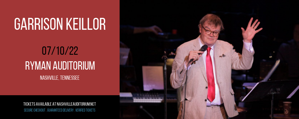 Garrison Keillor at Ryman Auditorium tickets Garrison Keillor at Ryman Auditorium