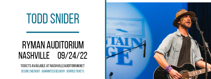 Todd Snider at Ryman Auditorium tickets Todd Snider at Ryman Auditorium