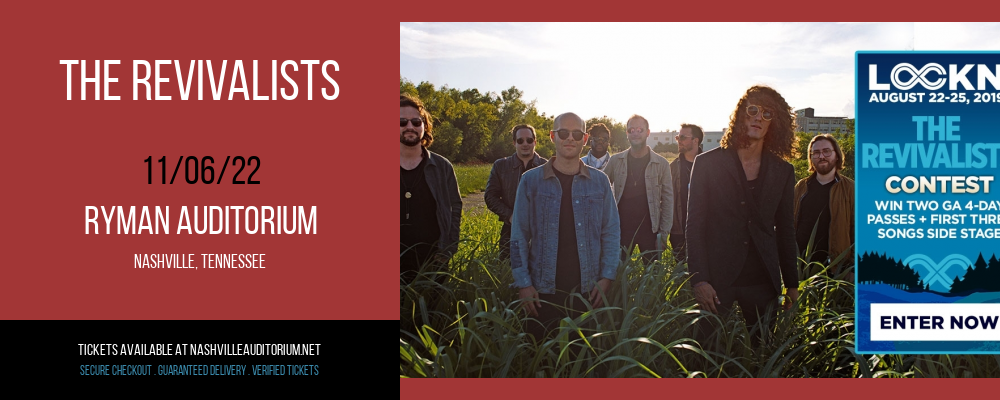 The Revivalists at Ryman Auditorium tickets The Revivalists at Ryman Auditorium