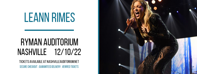 LeAnn Rimes at Ryman Auditorium tickets LeAnn Rimes at Ryman Auditorium