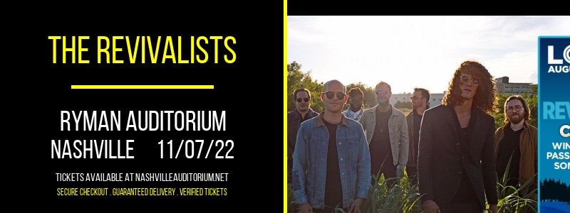 The Revivalists at Ryman Auditorium tickets The Revivalists at Ryman Auditorium