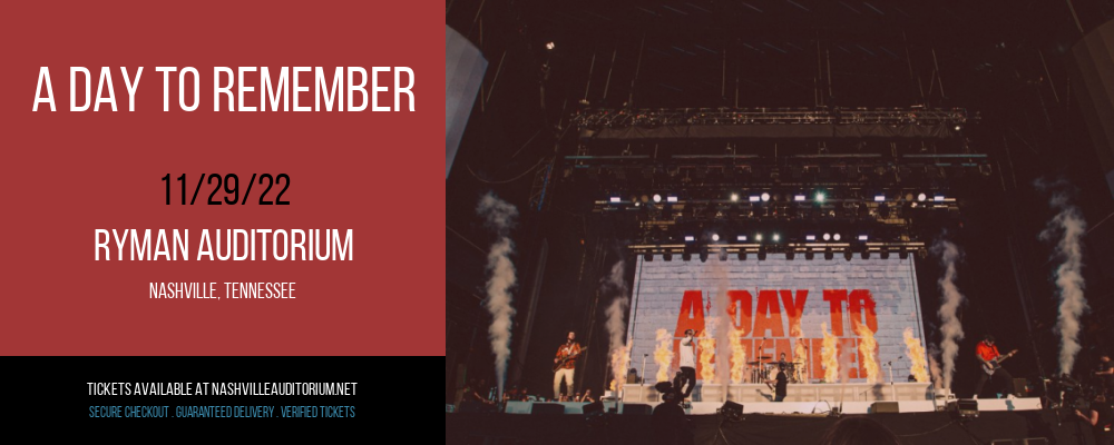 A Day To Remember at Ryman Auditorium tickets A Day To Remember at Ryman Auditorium
